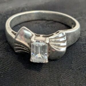 Vintage Diamonique 925 Solid Sterling Silver Emerald Cut CZ Size 9